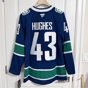 BNWT Authentic Fanatics Vancouver Canucks Quinn Hughes Orca Jersey Size 46 Small